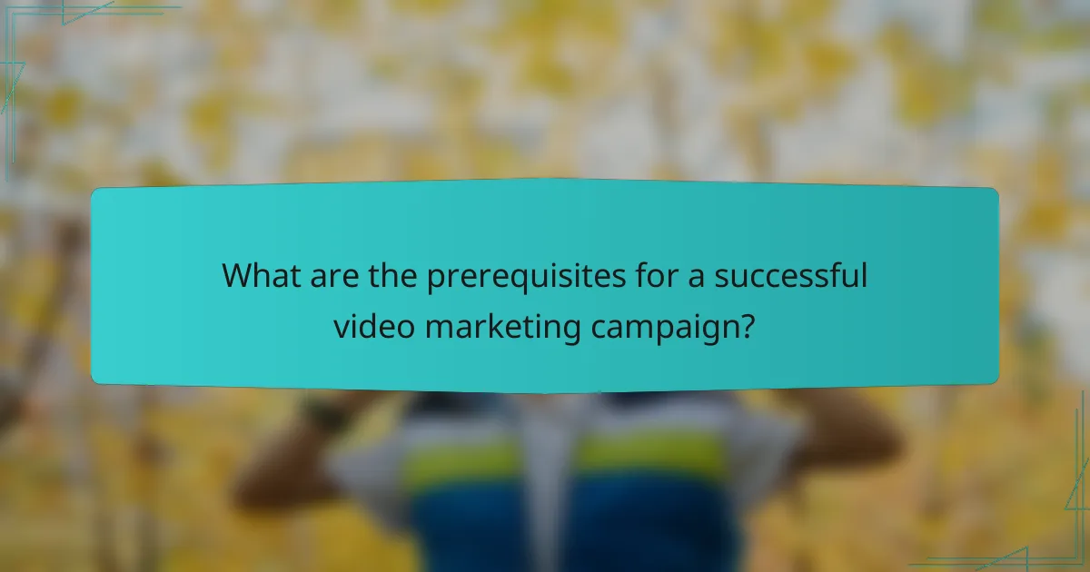 What are the prerequisites for a successful video marketing campaign?